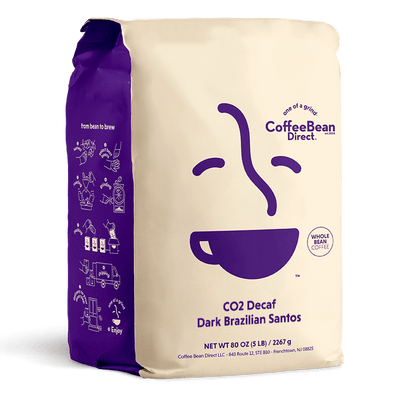 Coffee Bean Direct CO2 Decaf Dark Brazilian Santos 5-lb bag