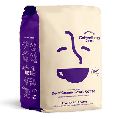 Coffee Bean Direct Decaf Caramel Royale flavored coffee 5-lb bag
