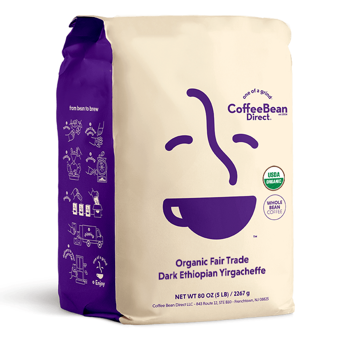 Coffee Bean Direct Organic Fair Trade Dark Ethiopian Yirgacheffe 5-lb bag