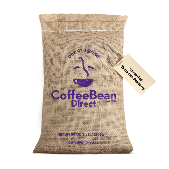 Coffee Bean Direct Unroasted Tanzanian Peaberry 5-lb burlap bag