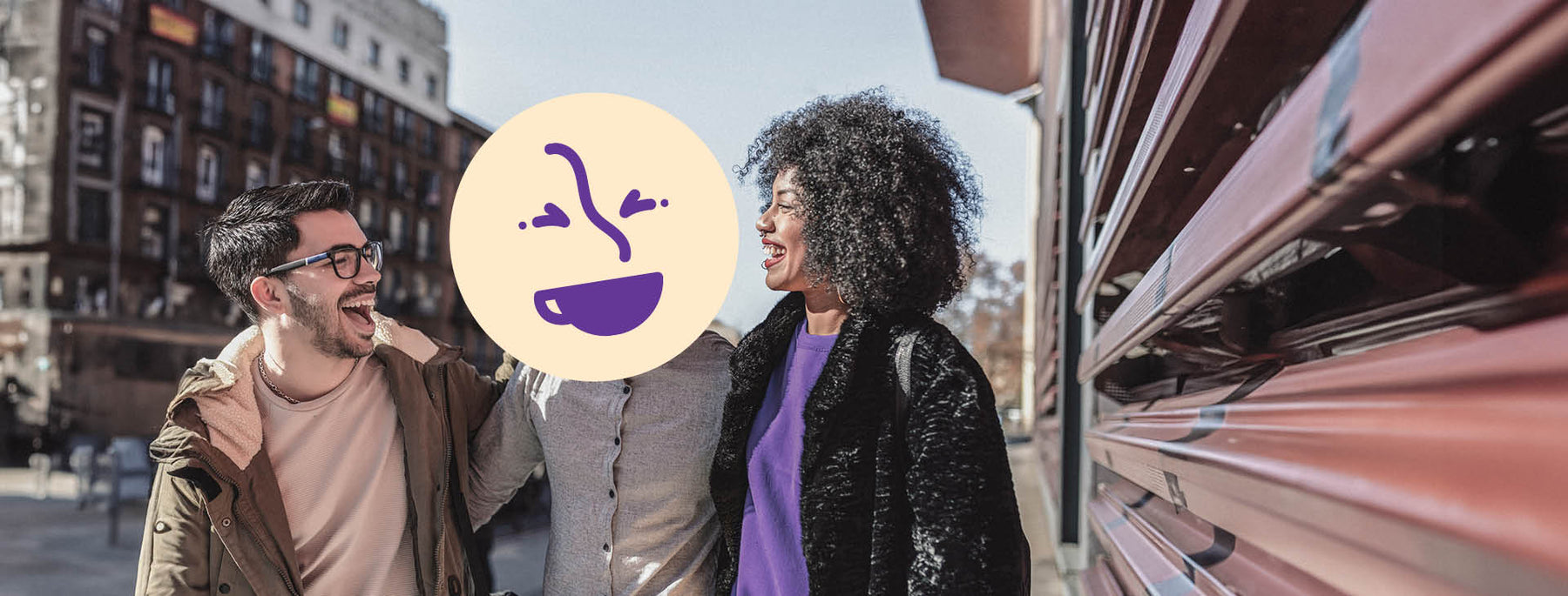 Rebrand New Face-Same Taste -- People on the street with Coffee Bean Direct rebrand face logo