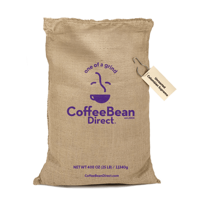 Coffee Bean Direct Unroasted CO2 Decaf Colombian Supremo 25lb burlap