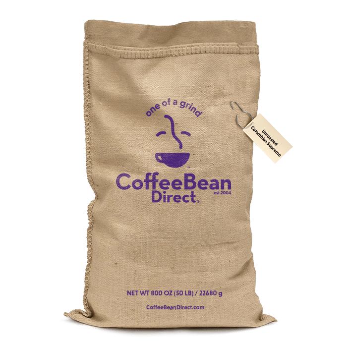 Coffee Bean Direct Unroasted CO2 Decaf Colombian Supremo 50lb burlap