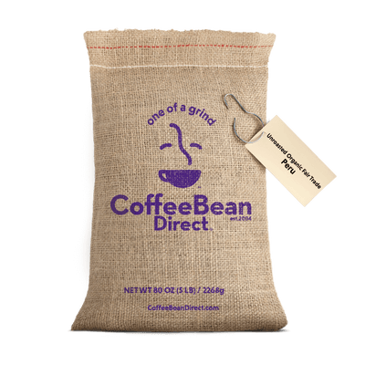 Coffee Bean Direct Unroasted Organic Fair Trade Peru 5lb burlap